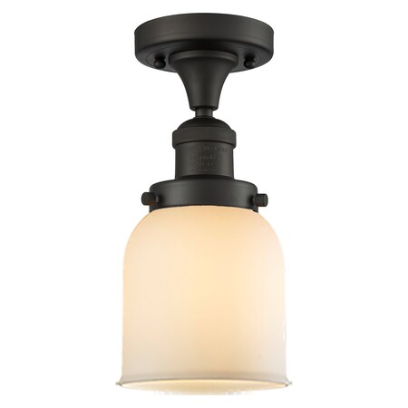 Innovations Lighting 1 Light Small Bell 5In. Oiled Rubbed Bronze Semi-Flush Mount With Matte White Cased Glass, 510836 517-1CH-OB-G51